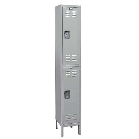 Antimicrobial Wardrobe Locker, 15 in W, 18 in D, 78 in H, (1) Wide, (2) Tier, Light Gray MPN:UMS1588-2A-PL-AM