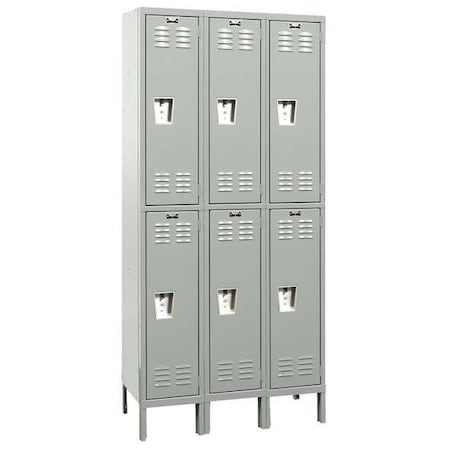 Antimicrobial Wardrobe Locker, 36 in W, 18 in D, 78 in H, (2) Tier, (3) Wide, Light Gray MPN:UMS3288-2PL-AM