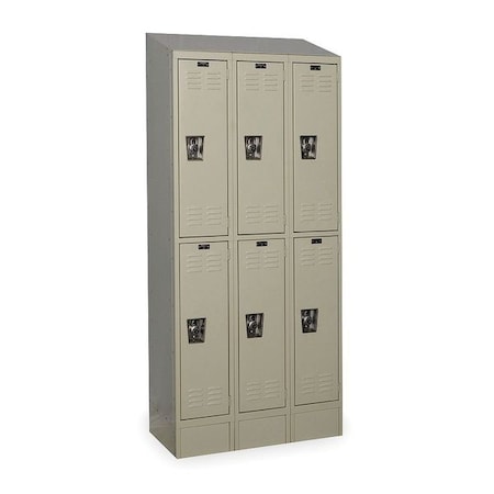 Wardrobe Locker, 36 in W, 15 in D, 78 in H, (2) Tier, (3) Wide, Tan MPN:URB3258-2ASB-PT