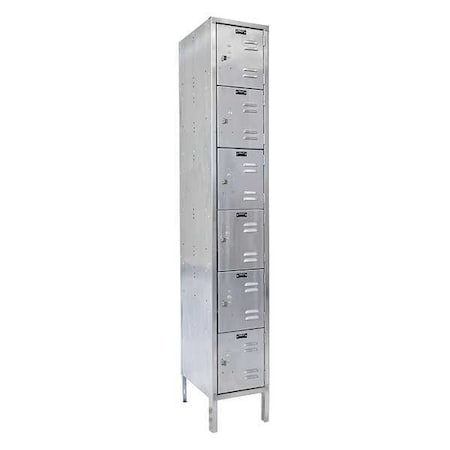 Box Locker, 12 in W, 18 in D, 78 in H, (1) Wide, (6) Tier, Silver MPN:USS1288-6