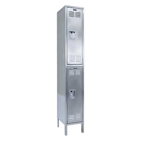 Wardrobe Locker, 18 in W, 18 in D, 78 in H, (1) Wide, (2) Tier, Silver MPN:USS1888-2
