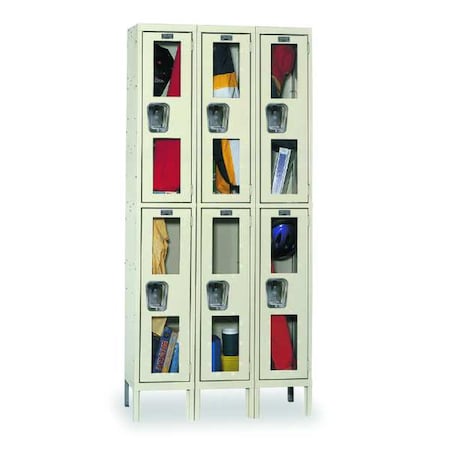 Wardrobe Locker, 36 in W, 18 in D, 78 in H, (2) Tier, (3) Wide, Tan MPN:USV3288-2A-PT