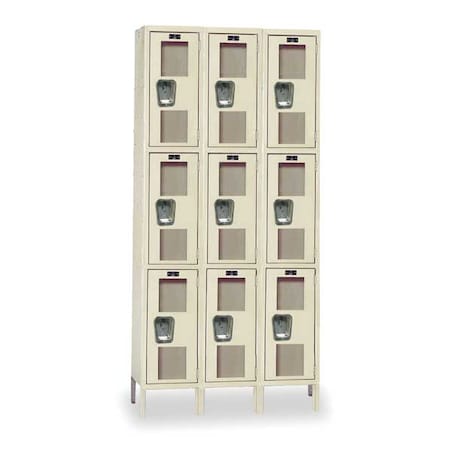 Wardrobe Locker, 36 in W, 18 in D, 78 in H, (3) Tier, (3) Wide, Tan MPN:USV3288-3A-PT