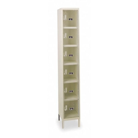 Box Locker, 12 in W, 15 in D, 78 in H, (1) Wide, (6) Tier, Tan MPN:USVP1258-6A-PT