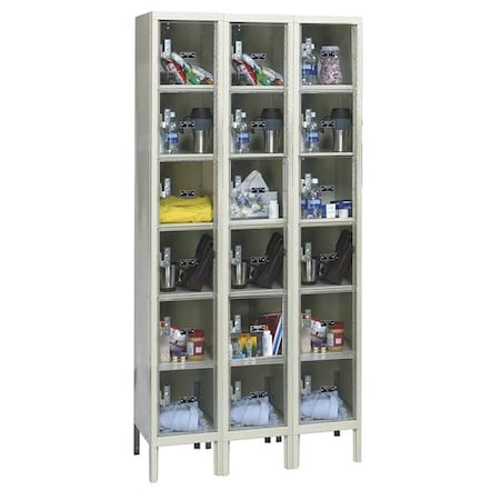 Box Locker, 36 in W, 12 in D, 78 in H, (3) Wide, (6) Tier, Tan MPN:USVP3228-6PT