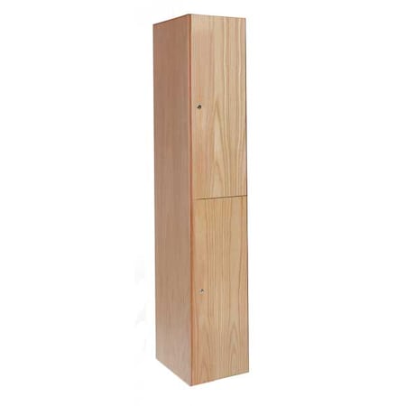Wardrobe Locker, 12 in W, 18 in D, 72 in H, (1) Wide, (2) Tier, Light Wood MPN:UW1282-2A-W-RO