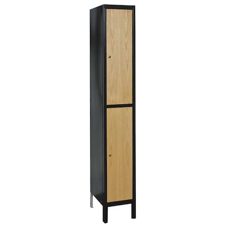 Wardrobe Locker, 15 in W, 18 in D, 78 in H, (1) Wide, (2) Tier, Light Wood/Black MPN:UW1588-2A-MEW