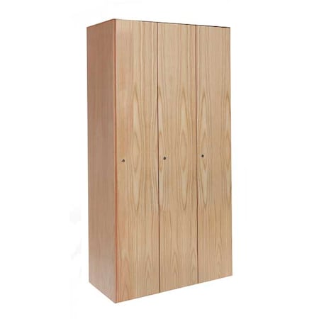 Wardrobe Locker, 36 in W, 18 in D, 72 in H, (1) Tier, (3) Wide, Light Wood MPN:UW3282-1A-W-RO