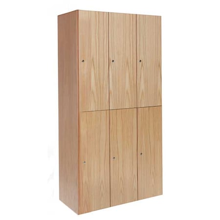Wardrobe Locker, 45 in W, 18 in D, 72 in H, (2) Tier, (3) Wide, Light Wood MPN:UW3582-2A-W-RO