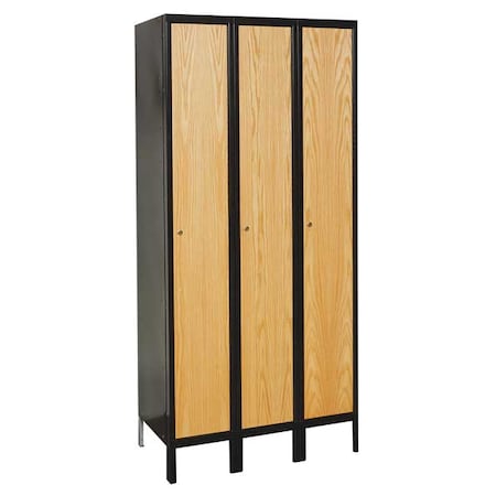 Wardrobe Locker, 45 in W, 18 in D, 78 in H, (1) Tier, (3) Wide, Light Wood/Black MPN:UW3588-1MEW