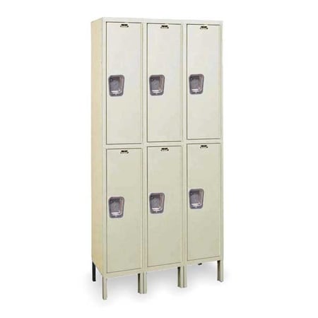 Wardrobe Locker, 45 in W, 18 in D, 78 in H, (2) Tier, (3) Wide, Tan MPN:UY3588-2PT