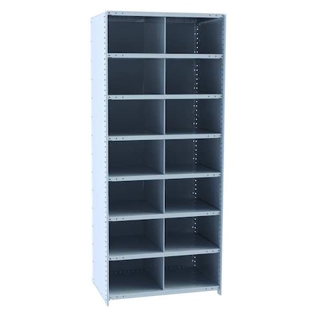 Starter Open Bin Storage Unit, 36 in W x 24 in D x 87 in H, 14 Compartments, Gray, Steel MPN:5525-24HG