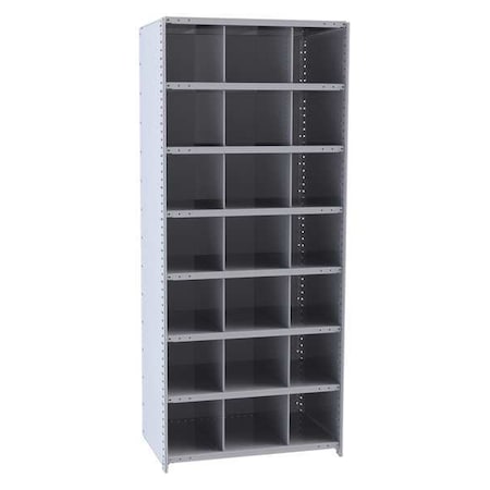 Starter Open Bin Storage Unit, 36 in W x 12 in D x 87 in H, 21 Compartments, Gray, Steel MPN:5526-12HG