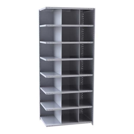 Add-On Open Bin Storage Unit, 36 in W x 18 in D x 87 in H, 21 Compartments, Gray, Steel MPN:A5526-18HG