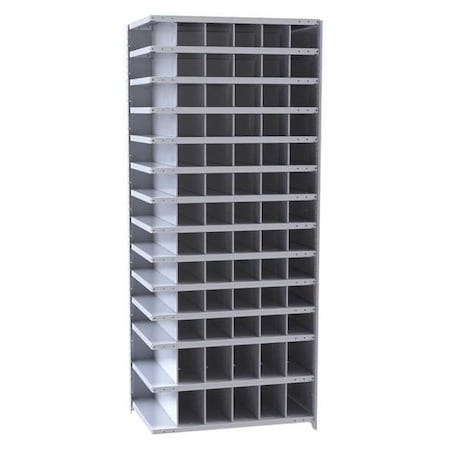 Add-On Open Bin Storage Unit, 36 in W x 24 in D x 87 in H, 78 Compartments, Gray, Steel MPN:A5529-24HG