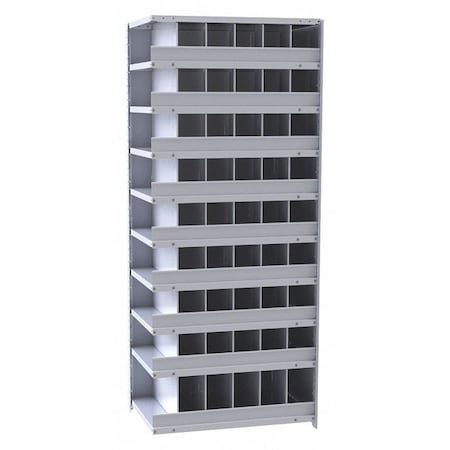 Add-On Open Bin Storage Unit, 36 in W x 18 in D x 87 in H, 3 in H Front Bins, 54 Compartments, Steel MPN:A5530-18HG