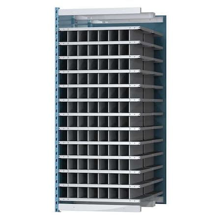 Add-On Pigeonhole Bin Unit, 36 in W x 48 in D x 87 in H, 96 Compartments, Blue/Gray, Steel MPN:AHDB104-48PB