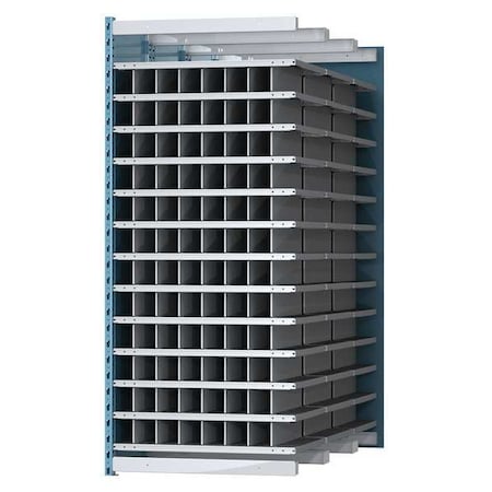 Add-On Pigeonhole Bin Unit, 36 in W x 72 in D x 87 in H, 96 Compartments, Blue/Gray, Steel MPN:AHDB104-72PB