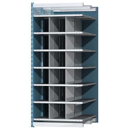 Add-On Pigeonhole Bin Unit, 36 in W x 48 in D x 87 in H, 18 Compartments, Blue/Gray, Steel MPN:AHDB18-48PB