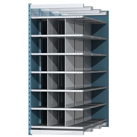 Add-On Pigeonhole Bin Unit, 36 in W x 72 in D x 87 in H, 18 Compartments, Blue/Gray, Steel MPN:AHDB18-72PB