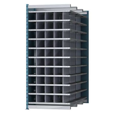 Add-On Pigeonhole Bin Unit, 36 in W x 72 in D x 87 in H, 50 Compartments, Blue/Gray, Steel MPN:AHDB50-72PB