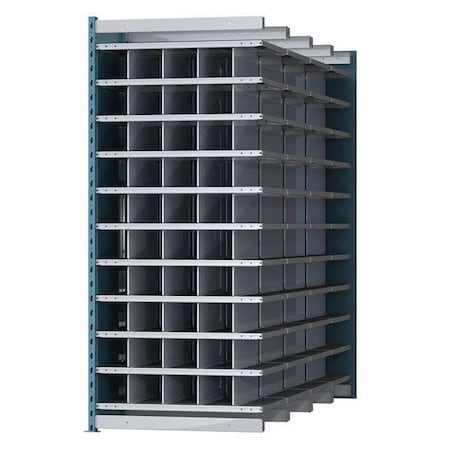 Add-On Pigeonhole Bin Unit, 36 in W x 96 in D x 87 in H, 50 Compartments, Blue/Gray, Steel MPN:AHDB50-96PB
