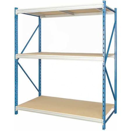 Starter Bulk Storage Rack, 48 in D, 96 in W, 3 Shelves, Marine Blue/ Light Gray MPN:HBR964887-3S-P-PB