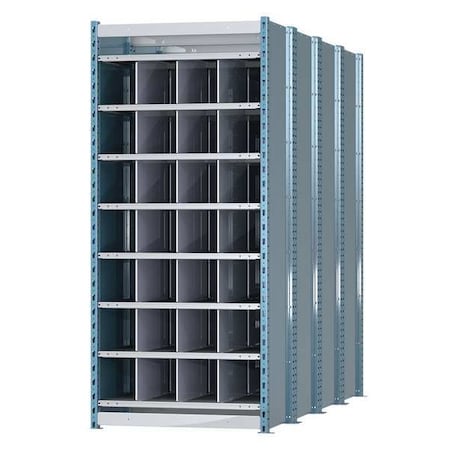 Starter Pigeonhole Bin Unit, 36 in W x 96 in D x 87 in H, 28 Compartments, Blue/Gray, Steel MPN:HDB28-96PB