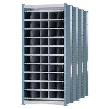 Starter Pigeonhole Bin Unit, 36 in W x 96 in D x 87 in H, 50 Compartments, Blue/Gray, Steel MPN:HDB50-96PB