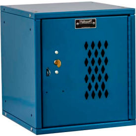 Hallowell® Cubix Modular Locker Perforated Door Key Lock11-5/16x12D12-11/16BlueUnassembled HC121212-1DP-K-MB