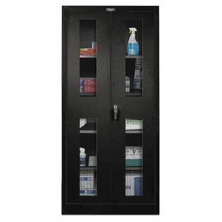 Shelving Storage Cabinet, 72 in H, 36 in W, 18 in D, Swing, Keyed, Black, 4 Shelves, 0 Drawers MPN:415S18SV-ME