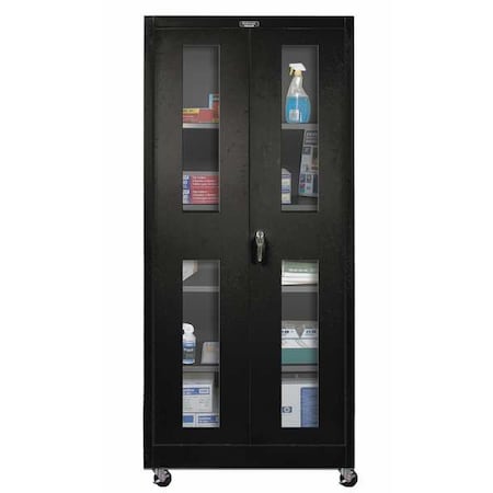 Clearview Door Storage Cabinet, 36 in W, 72 in H, 24 in D, Black MPN:415S24SVMA-ME