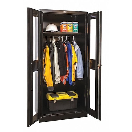Wardrobe Storage Cabinet, 72 in H, 36 in W, 24 in D, Swing, Keyed, Black, 1 Shelves, 0 Drawers MPN:435W24SVA-ME