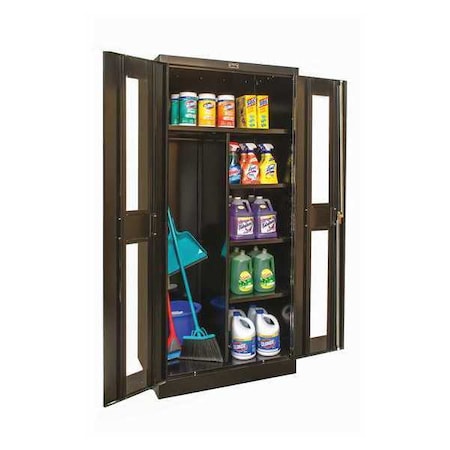 Combo Wardrobe Storage Cabinet, 72 in H, 36 in W, 24 in D, Swing, Keyed, Black, 4 Shelves, 0 Drawers MPN:455C24SVA-ME