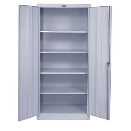 Shelving Storage Cabinet, 78 in H, 36 in W, 18 in D, Swing, Keyed, Light Gray, 4 Shelves, 0 Drawers MPN:815S18PL-AM