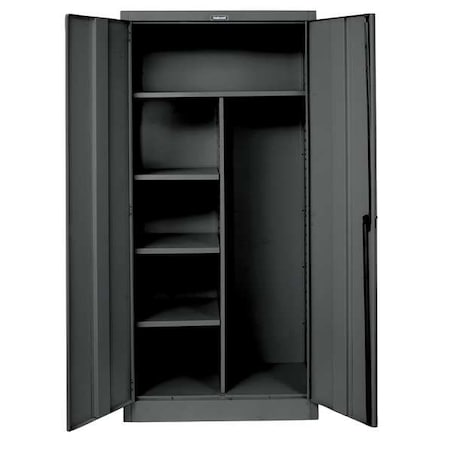 Combo Wardrobe Storage Cabinet, 78 in H, 36 in W, 24 in D, Swing, Keyed, Black, 4 Shelves, 0 Drawers MPN:855C24ME