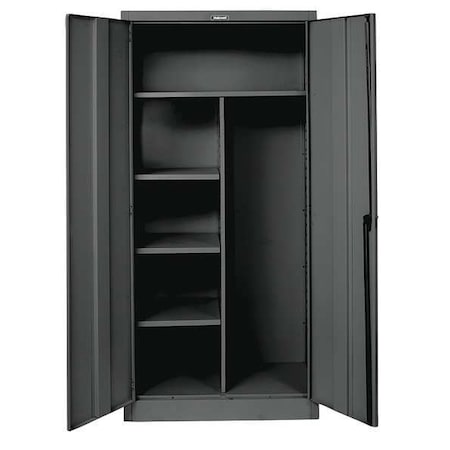 Combo Wardrobe Storage Cabinet, 78 in H, 48 in W, 18 in D, Swing, Keyed, Black, 4 Shelves, 0 Drawers MPN:865C18A-ME