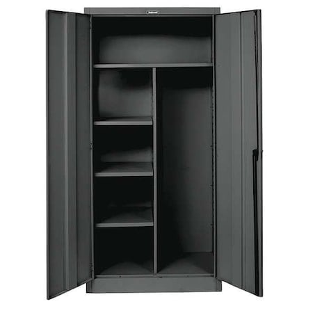Combo Wardrobe Storage Cabinet, 78 in H, 48 in W, 24 in D, Swing, Keyed, Black, 4 Shelves, 0 Drawers MPN:865C24A-ME