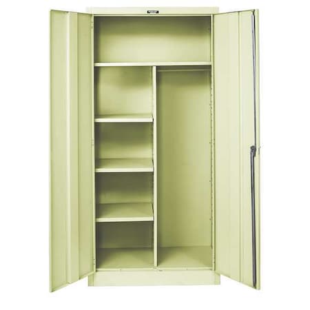 Combo Wardrobe Storage Cabinet, 78 in H, 48 in W, 24 in D, Swing, Keyed, Tan, 4 Shelves, 0 Drawers MPN:865C24PT
