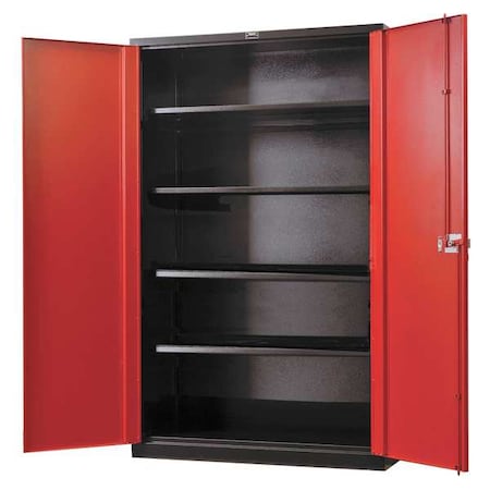 Shelving Storage Cabinet, 78 in H, 36 in W, 24 in D, Swing, Padlock Hasp, Black/Red, 4 Shelves MPN:FK4SC6478-4ME