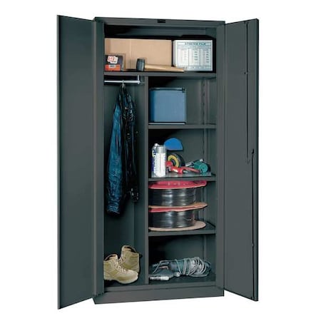 Combo Wardrobe Storage Cabinet, 78 in H, 36 in W, 24 in D, Swing, Padlock Hasp, Dark Gray, 0 Drawers MPN:HW6CC6478-4CL
