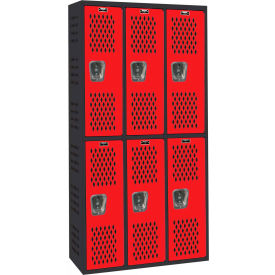 Hallowell® 2-Tier 6 Door Gym/PE Ventilated Locker 36