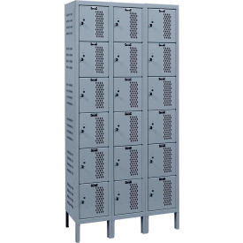 Hallowell® 6-Tier 18 Door Heavy Duty Ventilated Locker 36