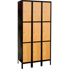 Hallowell® 3-Tier Metal-Wood Hybrid Locker 36