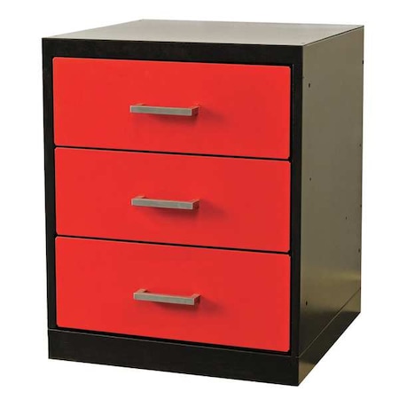 Drawer Pedestal, 18 x 24 x 32H, Black/Red MPN:FKWP8432-3D-ME