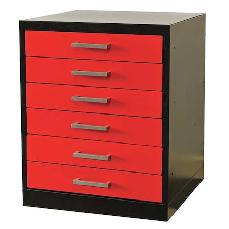 Drawer Pedestal, 18 x 24 x 32H, Black/Red MPN:FKWP8432-6D-ME