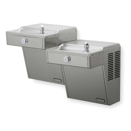 On-Wall Two-Level Drinking Fountain, 2 Level, 18 5/8 in D, 27 1/4 in H, 36 1/8 in W MPN:8751080083