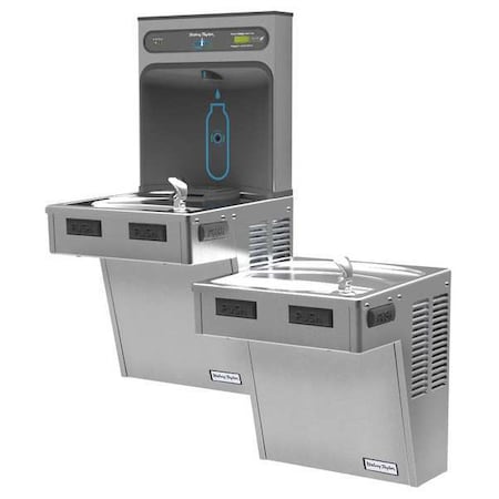 Drinking Fountain with Bottle Filler On-Wall Mount, 2 Levels, Silver, Indoor MPN:HTHB-HAC8BLSS-NF