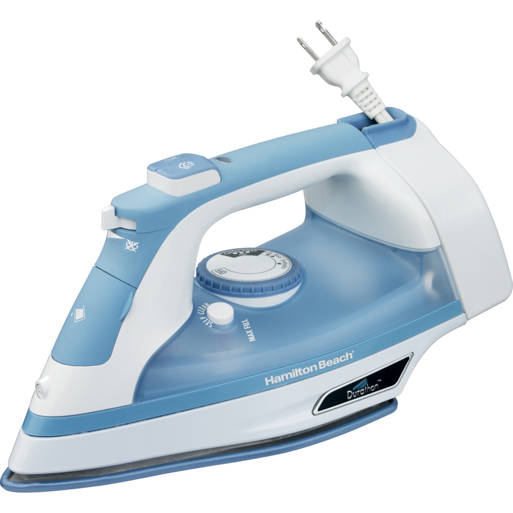 Hamilton Beach Durathon 19701 Clothes Iron - Automatic Shut Off - 9 fl oz Reservoir Capacity - 1500 W - Blue, White MPN:19701