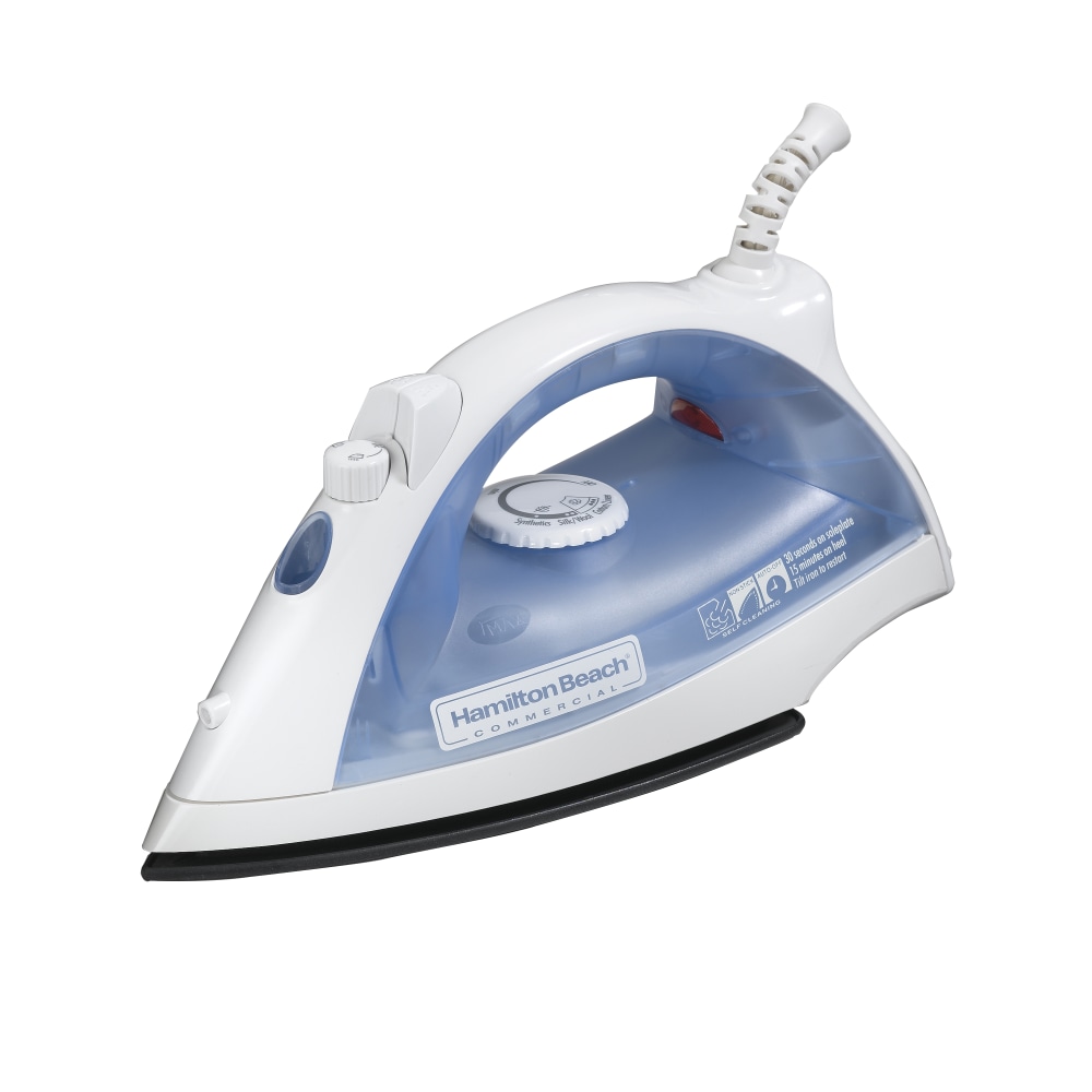 Hamilton Beach Commercial Lightweight Steam Iron, White/Blue, 10-3/4in x 5-3/4in x 4-13/16in, Total Qty 1 MPN:HIR200R